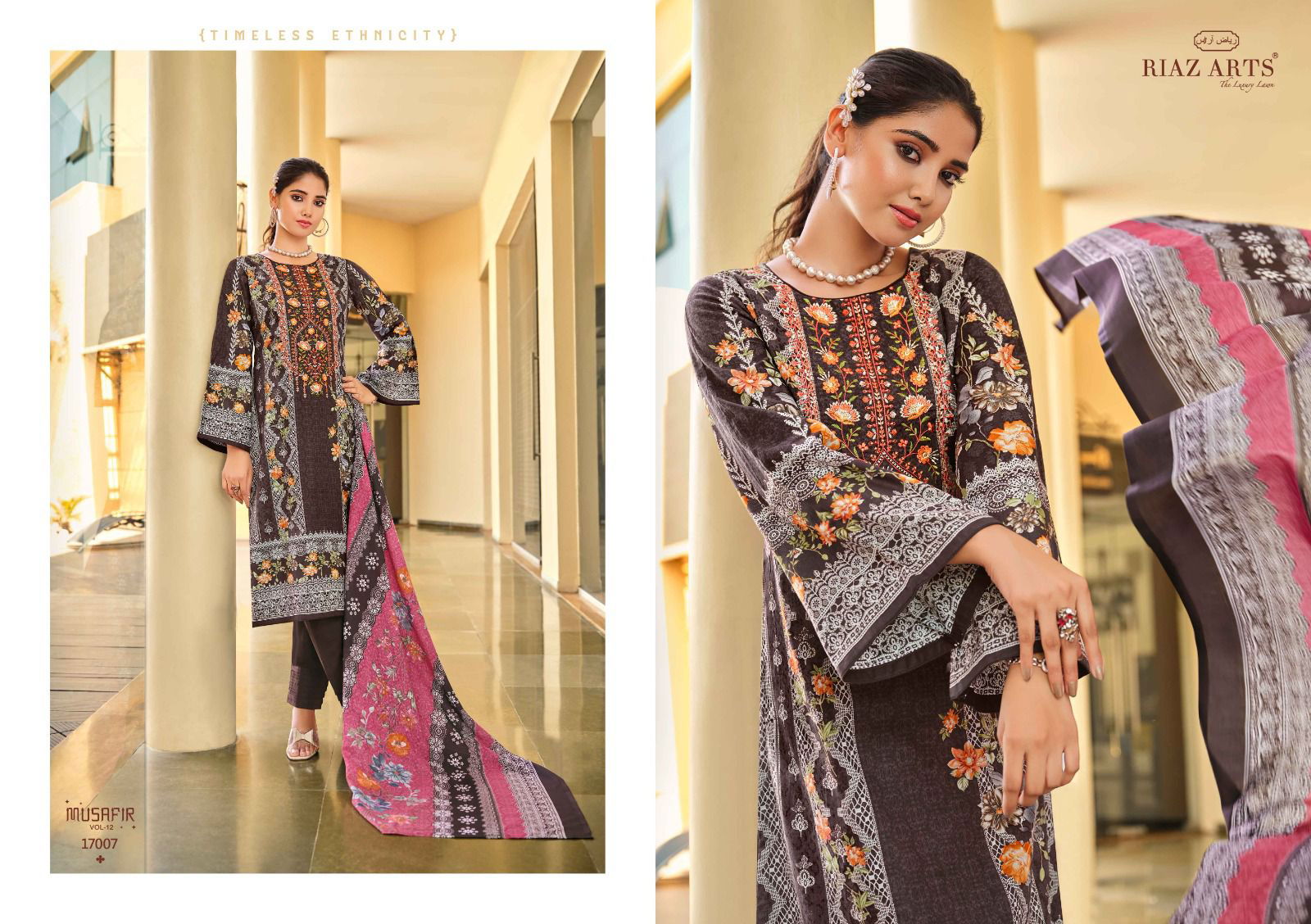 Musafir Vol 12 By Riaz Arts Printed Karachi Cotton Dress Material Wholesale Shop In Surat
